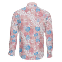 Anthurium Plumeria Lei Pastel Family Matching Off Shoulder Short Dress and Hawaiian Shirt Pink Hawaiian Splendid Palaka