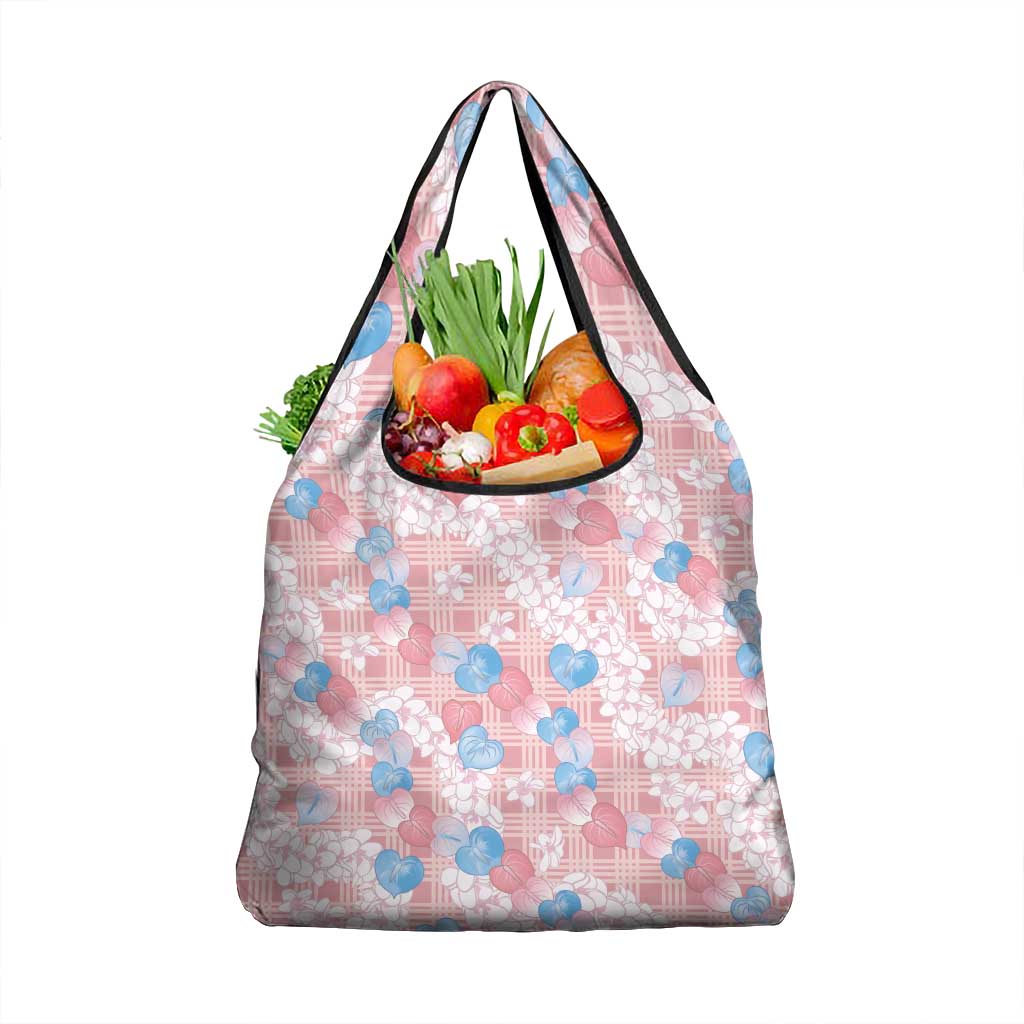 Anthurium Plumeria Lei Pastel Grocery Bag Pink Hawaiian Splendid Palaka