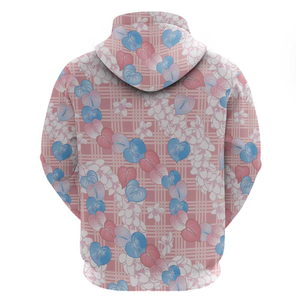 Anthurium Plumeria Lei Pastel Hoodie Pink Hawaiian Splendid Palaka LT01 - Polynesian Pride