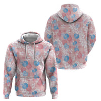 Anthurium Plumeria Lei Pastel Hoodie Pink Hawaiian Splendid Palaka LT01 - Polynesian Pride