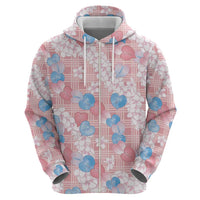 Anthurium Plumeria Lei Pastel Hoodie Pink Hawaiian Splendid Palaka LT01 - Polynesian Pride