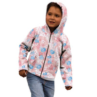 Anthurium Plumeria Lei Pastel Kid Hoodie Pink Hawaiian Splendid Palaka LT01 - Polynesian Pride
