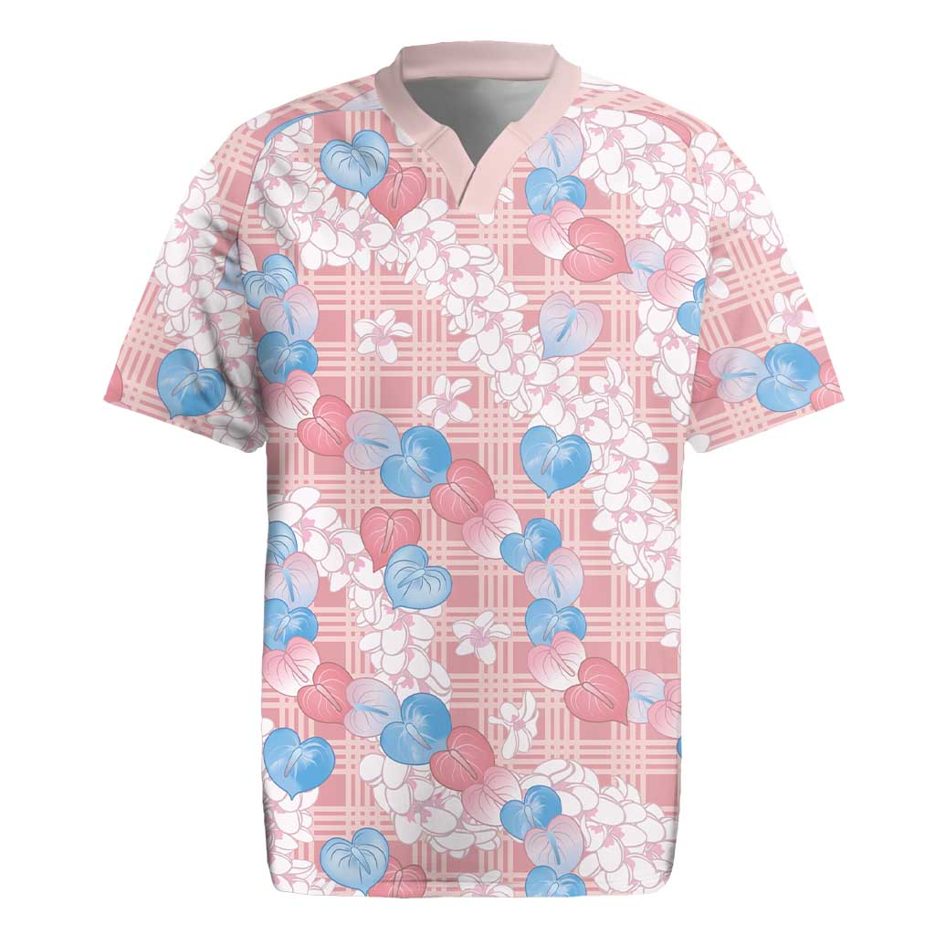 Anthurium Plumeria Lei Pastel Rugby Jersey Pink Hawaiian Splendid Palaka