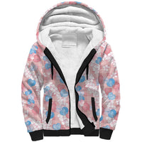 Anthurium Plumeria Lei Pastel Sherpa Hoodie Pink Hawaiian Splendid Palaka