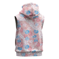 Anthurium Plumeria Lei Pastel Sleeveless Hoodie Pink Hawaiian Splendid Palaka LT01 - Polynesian Pride