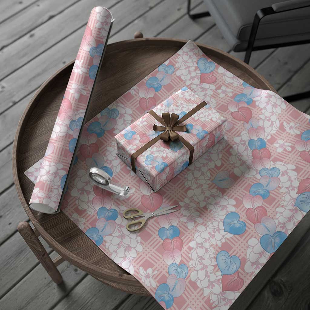 Anthurium Plumeria Lei Pastel Wrapping Paper Pink Hawaiian Splendid Palaka