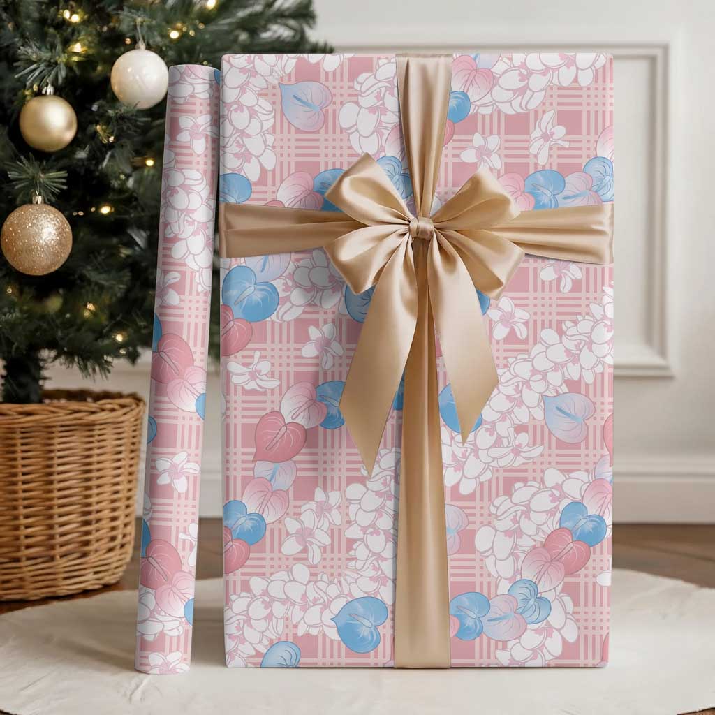 Anthurium Plumeria Lei Pastel Wrapping Paper Pink Hawaiian Splendid Palaka
