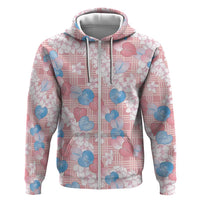 Anthurium Plumeria Lei Pastel Zip Hoodie Pink Hawaiian Splendid Palaka LT01 Zip Hoodie Pink - Polynesian Pride