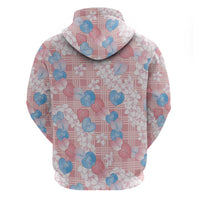 Anthurium Plumeria Lei Pastel Zip Hoodie Pink Hawaiian Splendid Palaka LT01 - Polynesian Pride