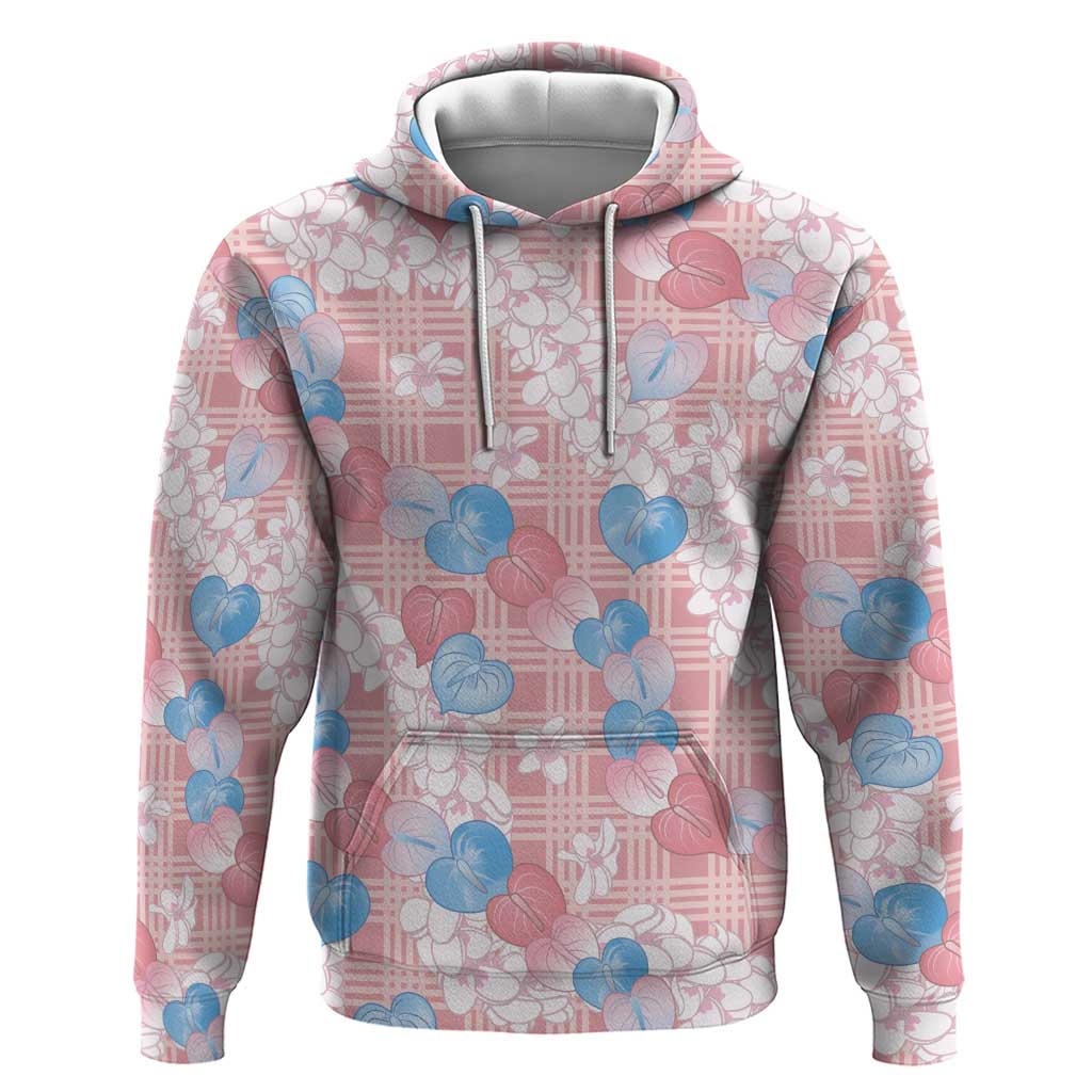 Anthurium Plumeria Lei Pastel Zip Hoodie Pink Hawaiian Splendid Palaka LT01 Pullover Hoodie Pink - Polynesian Pride