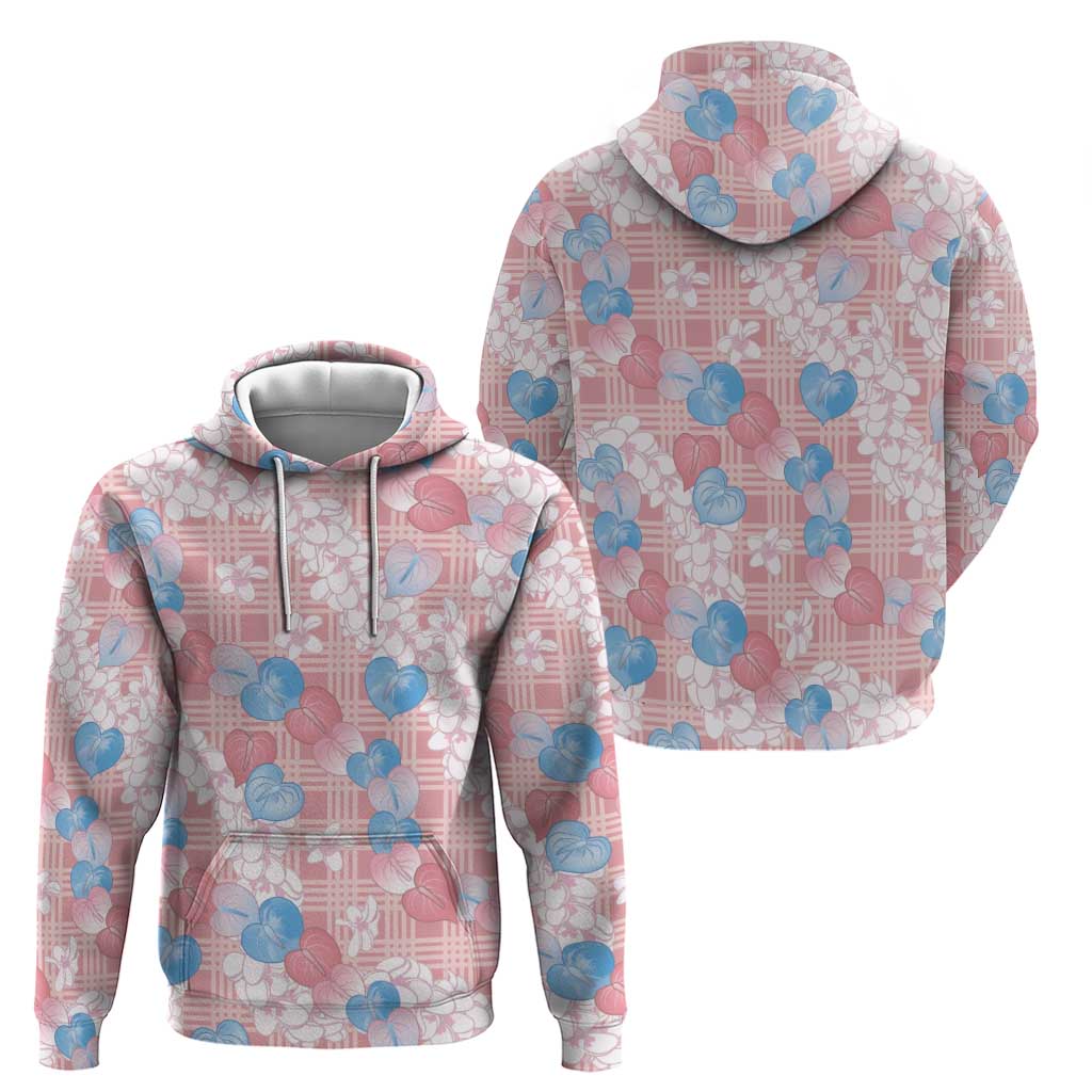 Anthurium Plumeria Lei Pastel Zip Hoodie Pink Hawaiian Splendid Palaka LT01 - Polynesian Pride