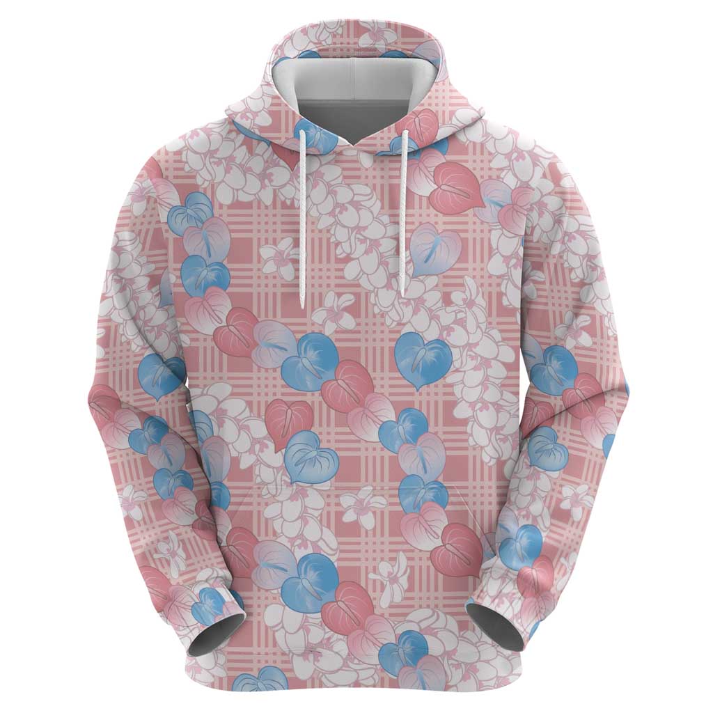 Anthurium Plumeria Lei Pastel Zip Hoodie Pink Hawaiian Splendid Palaka LT01 - Polynesian Pride