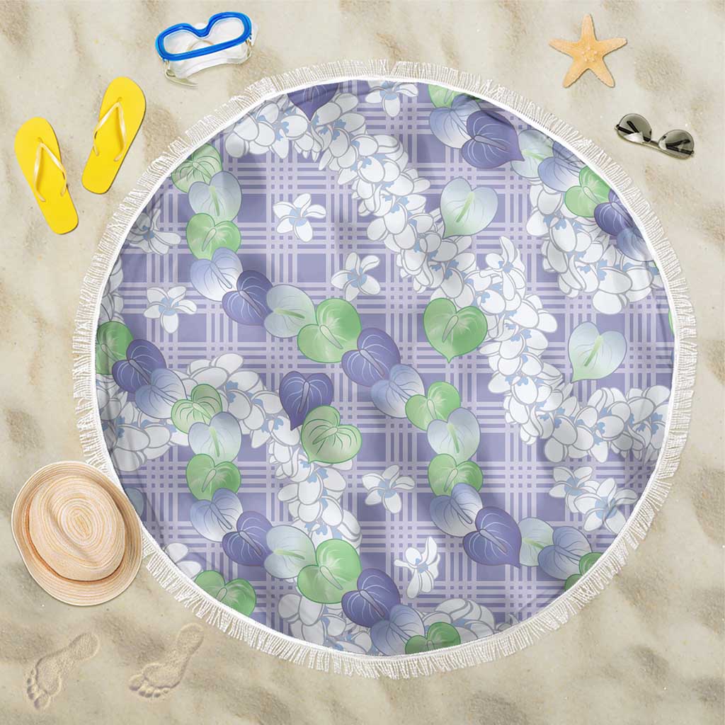Anthurium Plumeria Lei Pastel Beach Blanket Purple Hawaiian Splendid Palaka LT01 One Size 150cm Purple - Polynesian Pride