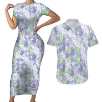 Anthurium Plumeria Lei Pastel Couples Matching Short Sleeve Bodycon Dress and Hawaiian Shirt Purple Hawaiian Splendid Palaka