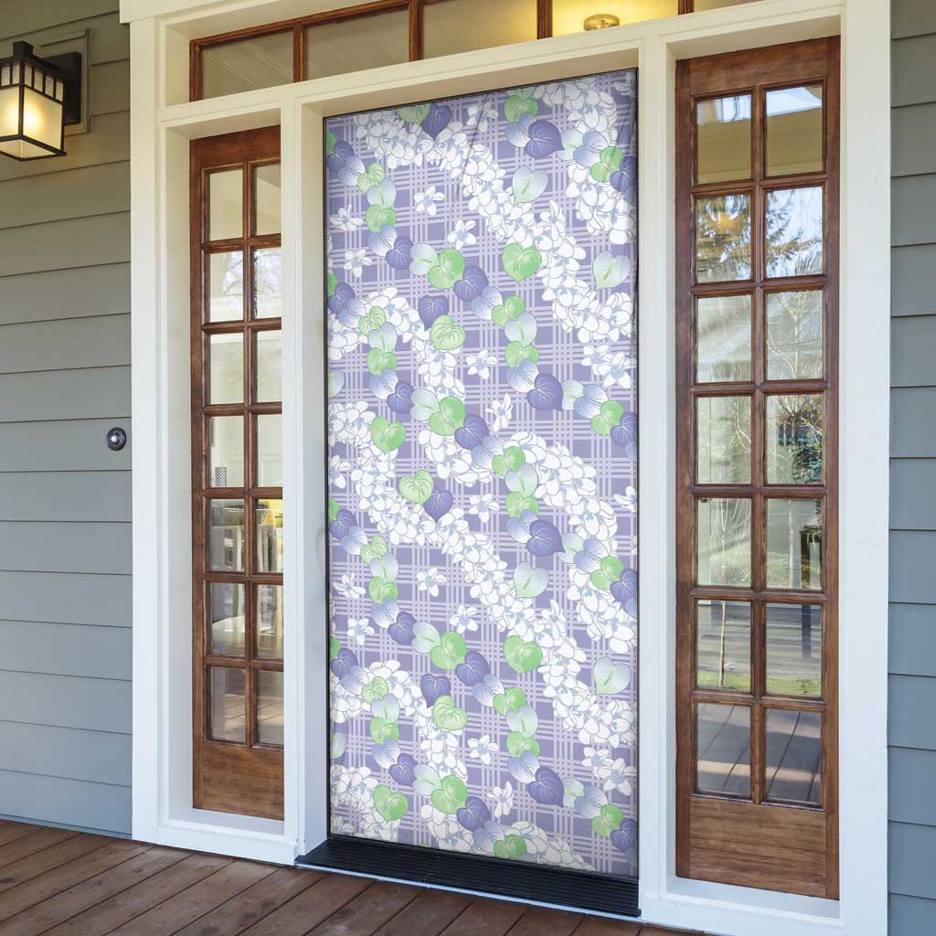 Anthurium Plumeria Lei Pastel Door Cover Purple Hawaiian Splendid Palaka LT01 - Polynesian Pride
