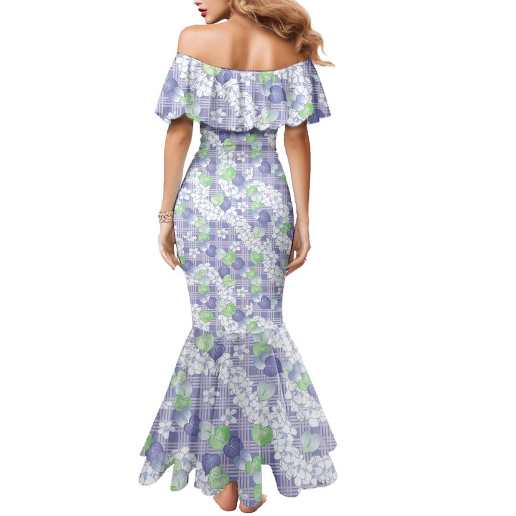 Anthurium Plumeria Lei Pastel Family Matching Mermaid Dress and Hawaiian Shirt Purple Hawaiian Splendid Palaka
