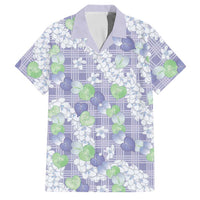 Anthurium Plumeria Lei Pastel Family Matching Off The Shoulder Long Sleeve Dress and Hawaiian Shirt Purple Hawaiian Splendid Palaka