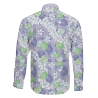 Anthurium Plumeria Lei Pastel Family Matching Off The Shoulder Long Sleeve Dress and Hawaiian Shirt Purple Hawaiian Splendid Palaka