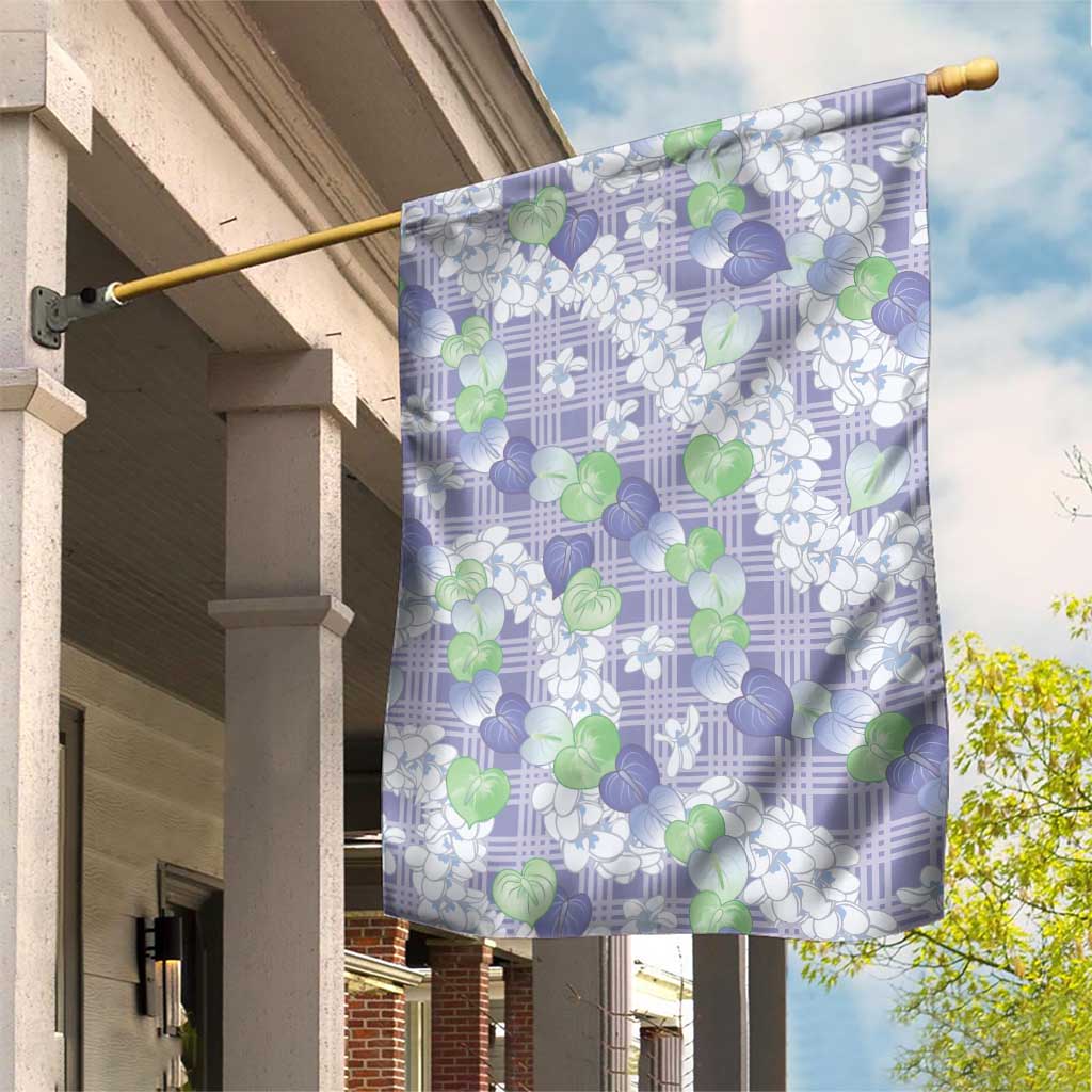 Anthurium Plumeria Lei Pastel Garden Flag Purple Hawaiian Splendid Palaka LT01 House Flag Purple - Polynesian Pride