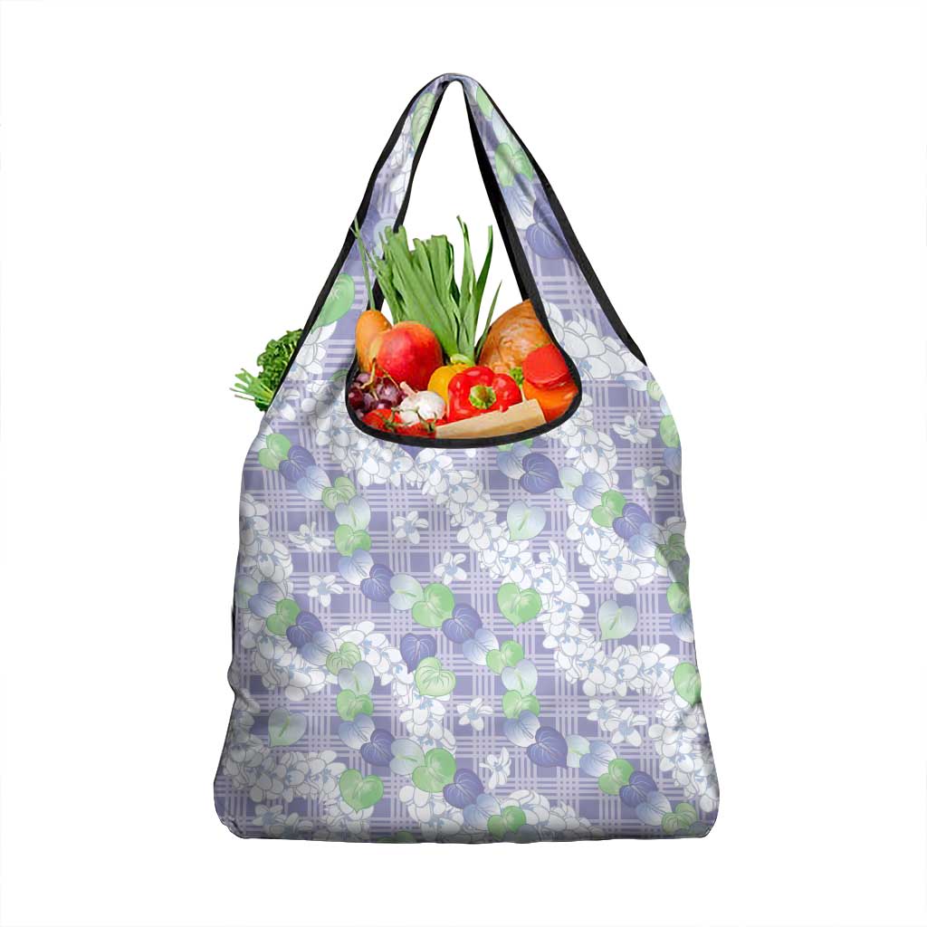 Anthurium Plumeria Lei Pastel Grocery Bag Purple Hawaiian Splendid Palaka LT01 1-pack One Size Purple - Polynesian Pride