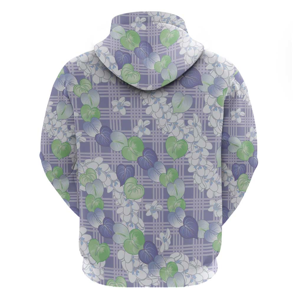 Anthurium Plumeria Lei Pastel Hoodie Purple Hawaiian Splendid Palaka LT01 - Polynesian Pride