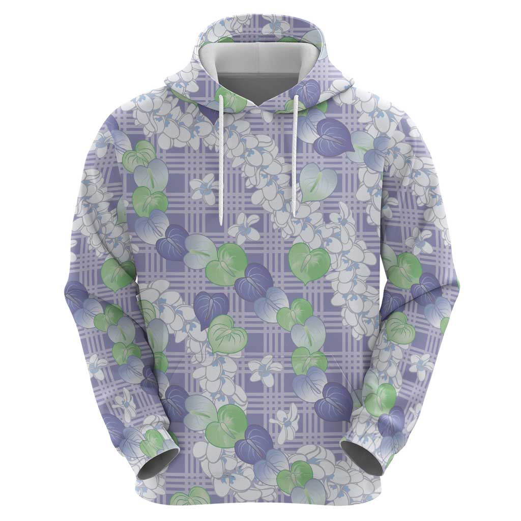 Anthurium Plumeria Lei Pastel Hoodie Purple Hawaiian Splendid Palaka LT01 - Polynesian Pride