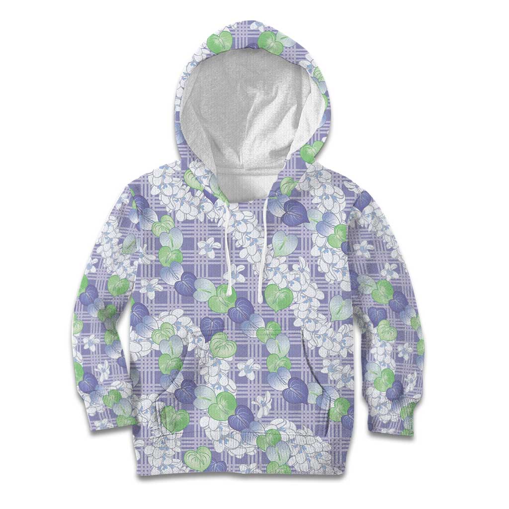 Anthurium Plumeria Lei Pastel Kid Hoodie Purple Hawaiian Splendid Palaka