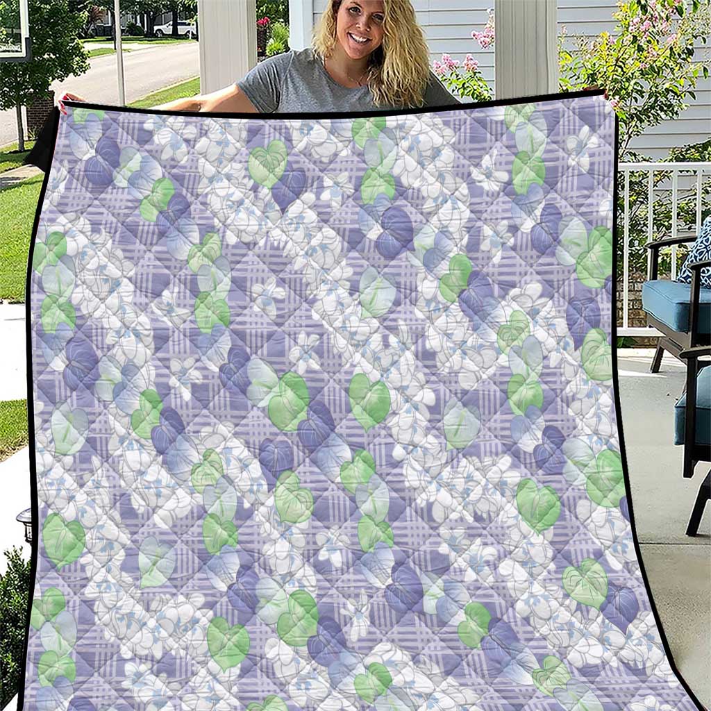 Anthurium Plumeria Lei Pastel Quilt Purple Hawaiian Splendid Palaka LT01 Purple - Polynesian Pride