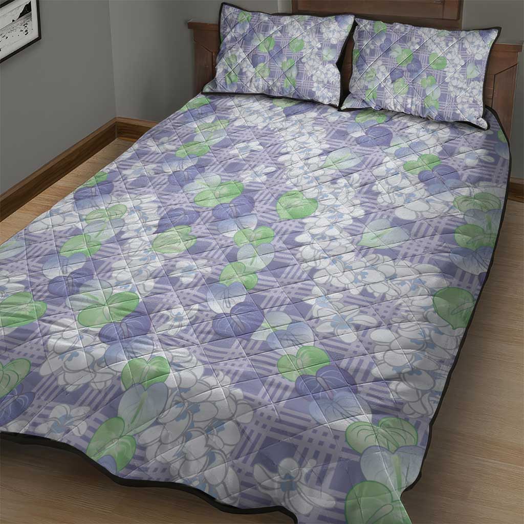 Anthurium Plumeria Lei Pastel Quilt Bed Set Purple Hawaiian Splendid Palaka LT01 - Polynesian Pride