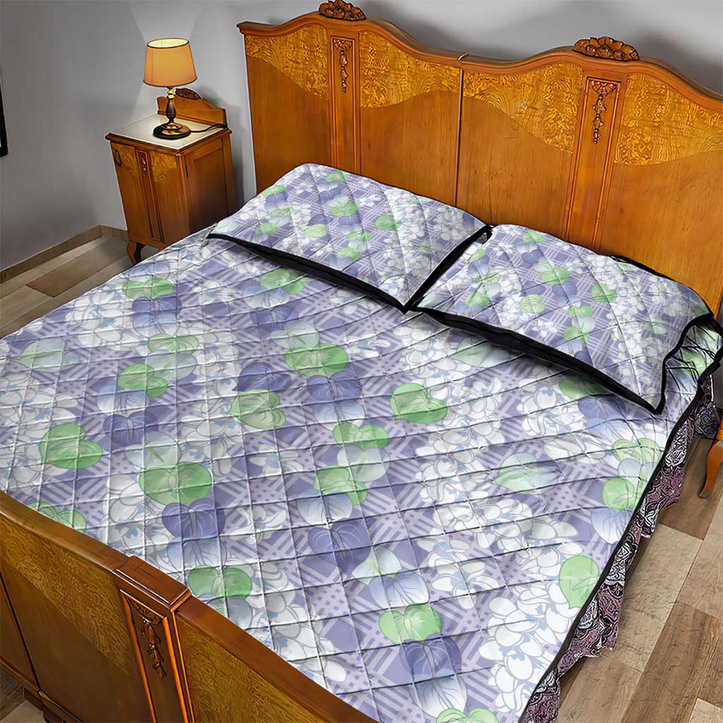Anthurium Plumeria Lei Pastel Quilt Bed Set Purple Hawaiian Splendid Palaka LT01 - Polynesian Pride