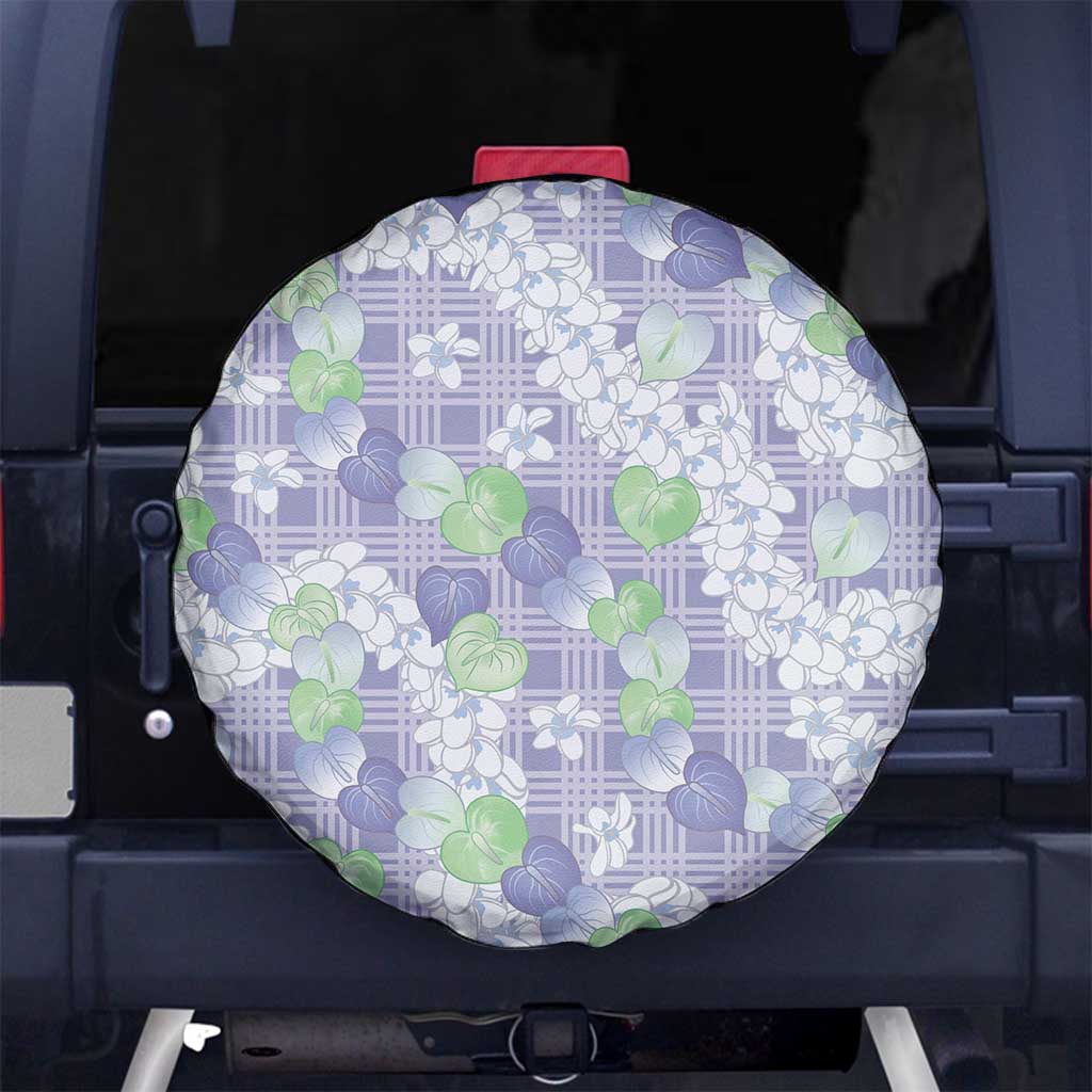 Anthurium Plumeria Lei Pastel Spare Tire Cover Purple Hawaiian Splendid Palaka LT01 No hole Purple - Polynesian Pride