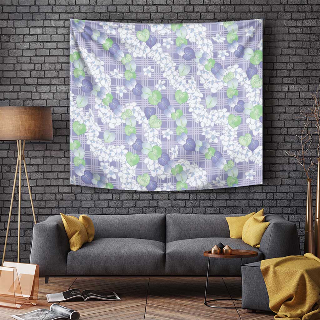 Anthurium Plumeria Lei Pastel Tapestry Purple Hawaiian Splendid Palaka LT01 Purple - Polynesian Pride