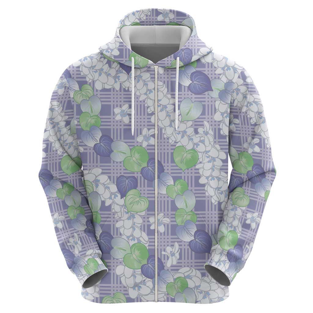 Anthurium Plumeria Lei Pastel Zip Hoodie Purple Hawaiian Splendid Palaka LT01 - Polynesian Pride