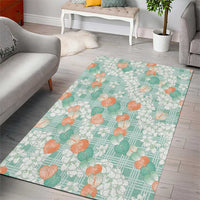Anthurium Plumeria Lei Pastel Area Rug Teal Hawaiian Splendid Palaka LT01 - Polynesian Pride