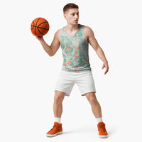 Anthurium Plumeria Lei Pastel Basketball Jersey Teal Hawaiian Splendid Palaka LT01 - Polynesian Pride