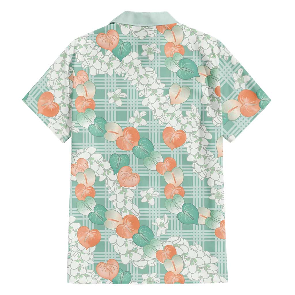 Anthurium Plumeria Lei Pastel Family Matching Long Sleeve Bodycon Dress and Hawaiian Shirt Teal Hawaiian Splendid Palaka
