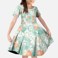 Anthurium Plumeria Lei Pastel Family Matching Short Sleeve Bodycon Dress and Hawaiian Shirt Teal Hawaiian Splendid Palaka