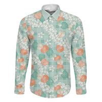 Anthurium Plumeria Lei Pastel Family Matching Short Sleeve Bodycon Dress and Hawaiian Shirt Teal Hawaiian Splendid Palaka