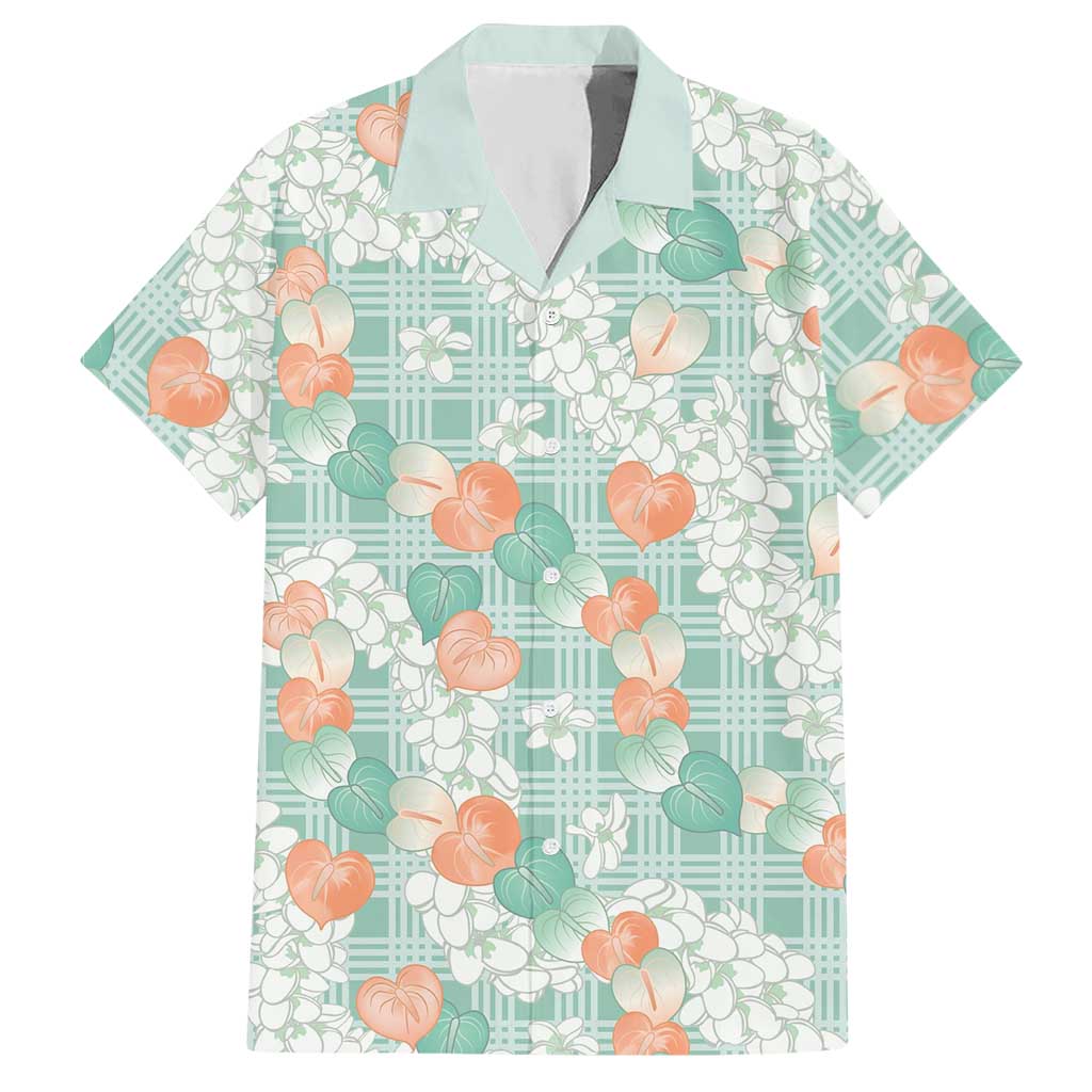 Anthurium Plumeria Lei Pastel Hawaiian Shirt Teal Hawaiian Splendid Palaka LT01 Teal - Polynesian Pride