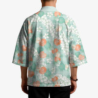 Anthurium Plumeria Lei Pastel Kimono Teal Hawaiian Splendid Palaka LT01 - Polynesian Pride