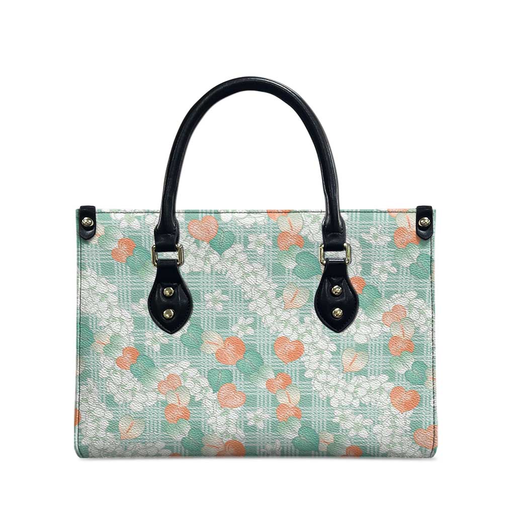 Anthurium Plumeria Lei Pastel Leather Bag Teal Hawaiian Splendid Palaka