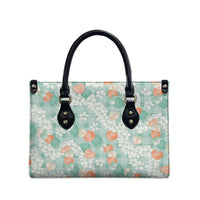 Anthurium Plumeria Lei Pastel Leather Bag Teal Hawaiian Splendid Palaka