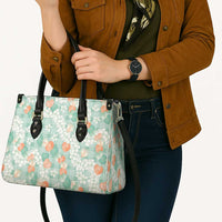 Anthurium Plumeria Lei Pastel Leather Bag Teal Hawaiian Splendid Palaka