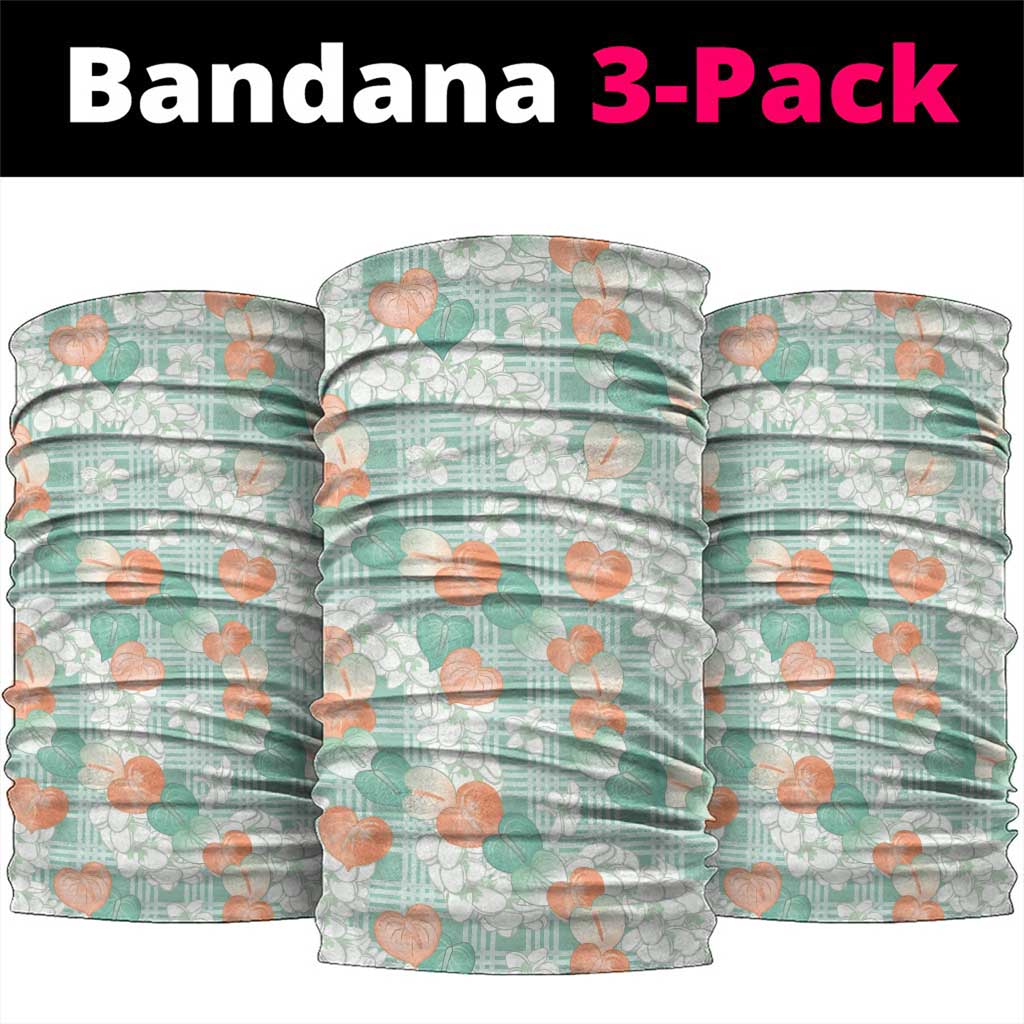 Anthurium Plumeria Lei Pastel Neck Gaiter Teal Hawaiian Splendid Palaka