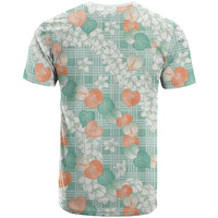 Anthurium Plumeria Lei Pastel T Shirt Teal Hawaiian Splendid Palaka LT01 - Polynesian Pride