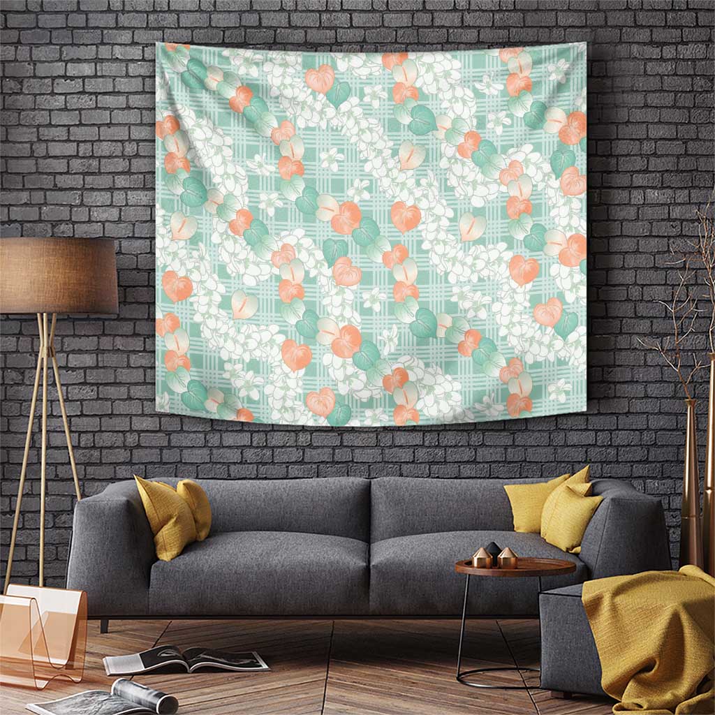 Anthurium Plumeria Lei Pastel Tapestry Teal Hawaiian Splendid Palaka LT01 Teal - Polynesian Pride