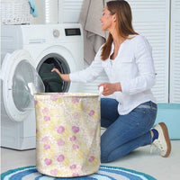 Anthurium Plumeria Lei Pastel Laundry Basket Yellow Hawaiian Splendid Palaka LT01 - Polynesian Pride