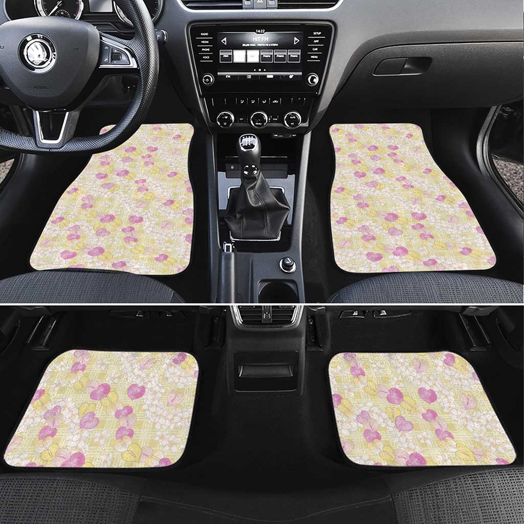 anthurium car Anthurium Plumeria Lei Pastel Car Mats Yellow Hawaiian Splendid Palaka