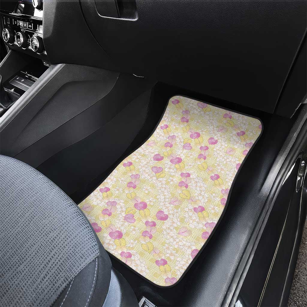 Anthurium Plumeria Lei Pastel Car Mats Yellow Hawaiian Splendid Palaka