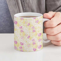 Anthurium Plumeria Lei Pastel Ceramic Mug Yellow Hawaiian Splendid Palaka LT01 - Polynesian Pride